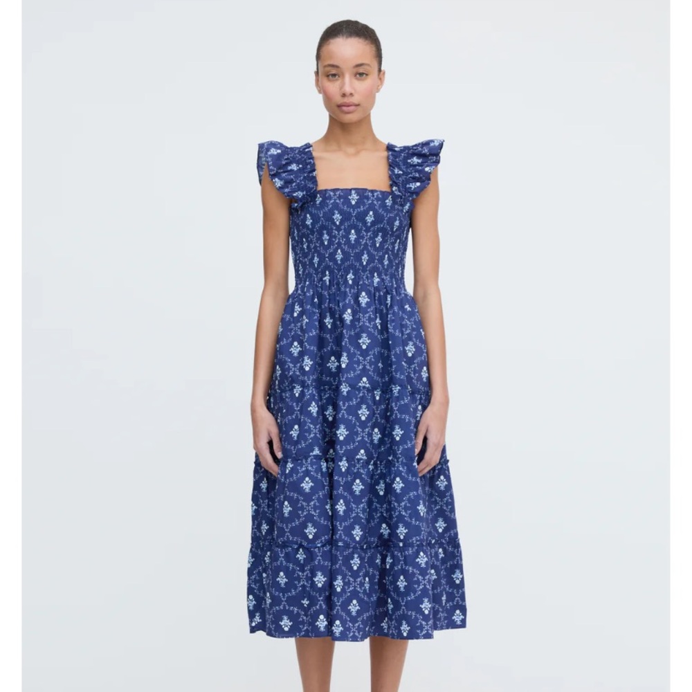 Hill House Ellie Nap Dress - Navy Trellis